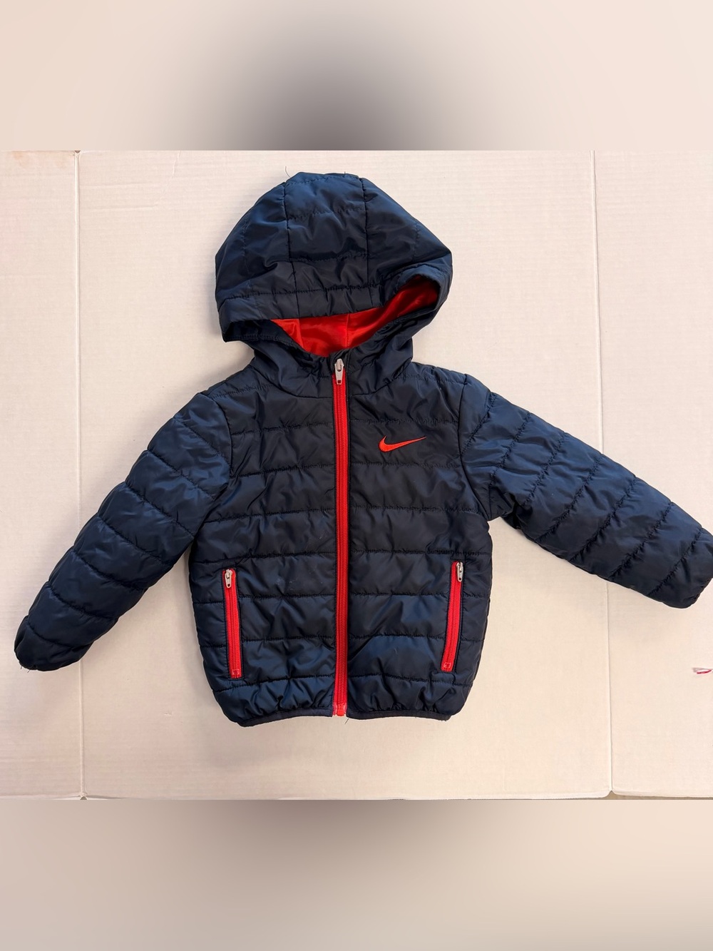 Nike Puffer Coat Winter Jacket Navy Red 2T